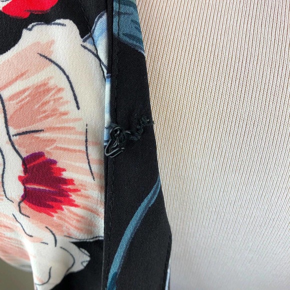 Yumi Kim Anthropologie Silk Floral Mini Wrap Santorini Dress Black Multi Size S - Picture 6 of 12